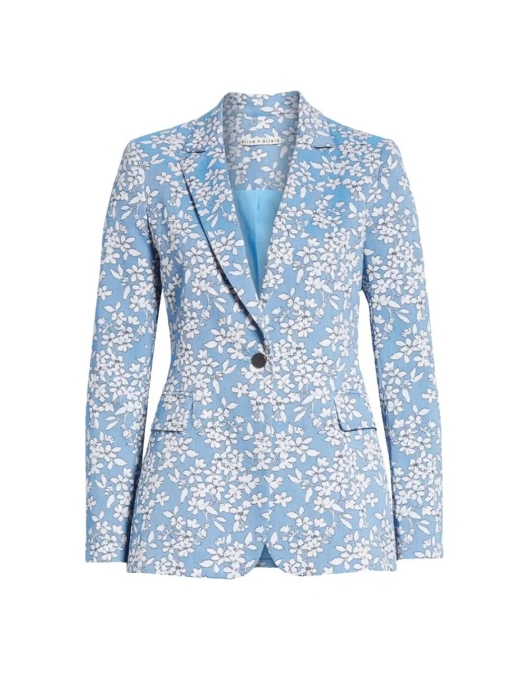ALICE OLIVIA Macey Floral Print Blazer Jacket Cornflower Blue  Size 4